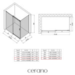 CERANO - Sprchovací kút Santoro - ľavá - 6 mm - chróm, mliečne sklo - 130x100 - posuvný CER-665716