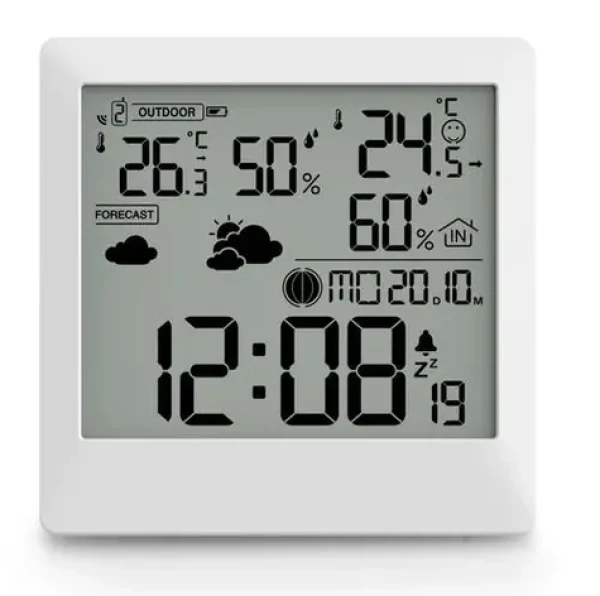 HAMA Palawan biela / meteostanica / teplota / vlhkosť / počasie / fáza mesiaca / bezdrôtový senzor (222238)