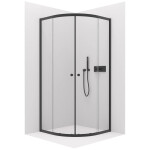 CERANO - Sprchovací kút Orso L/P - 6 mm - štvrťkruh - R550 - čierna, transparentné sklo - 80x80x195 - posuvný CER-476867