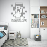 Veselá Stena Samolepka Minecraft hra Farba: zelená, Veľkosť: 60 x 71 cm