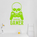 Veselá Stena Samolepka Hardcore Gamer Farba: zelená, Veľkosť: 60 x 36 cm