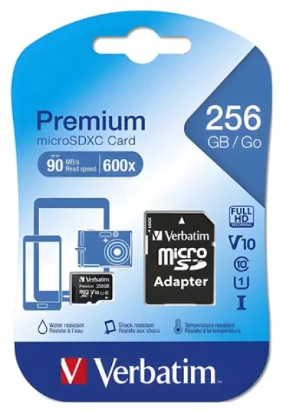 Verbatim microSDXC 256 GB / Pamäťová karta / UHS-I / Class 10 / 90 MB/s / s adaptérom (44087)