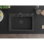 MEXEN/S MEXEN/S - Elix granitový drez 1-miska 700 x 500 mm, čierna kropenatá, sifón čierna 6526701005-76-B
