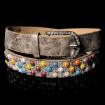 Sexy hip belt with rhinestones and colorful beads white 90