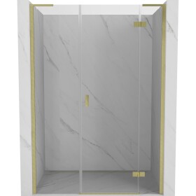 MEXEN/S - Mist-H L sprchové dvere krídlové pravé 150, transparent, zlatá kartáčovaná 8A5L-150-001-55-00-P