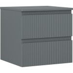 MEXEN/S - Rivel kúpeľňová skrinka pod umývadlo 50 cm s doskou, 2 zásuvky, reliéf, grafit mat 91A20-05047-2-BFFC66