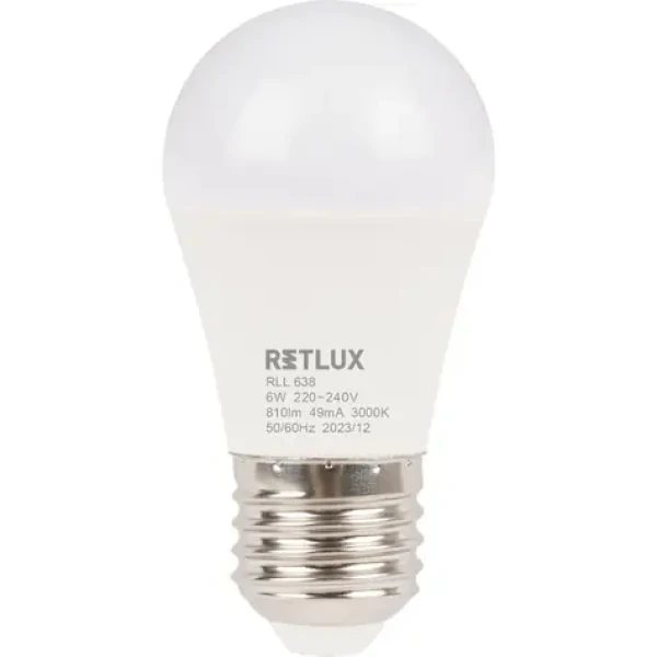 Retlux RLL 638 G45 E27 mini Globe 6W / 810 lm / 3000K - teplá biela / D (8590669358298)
