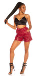 Sexy Highwaist Paperbag Leatherlook Shorts black Einheitsgroesse