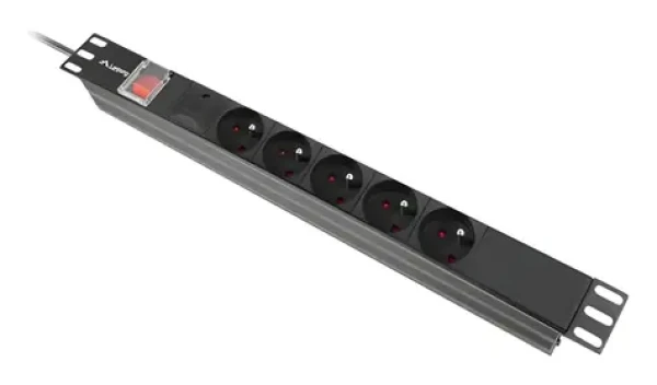 Lanberg PDU čierna / Zásuvková lišta do racku / 19" 1U / 5x zásuvka / IEC C14 / 10 A (PDU-05E-0200-IEC-BK)