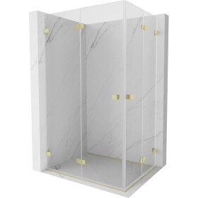 MEXEN/S - Lunar-F Duo sprchovací kút skladacie dvere 95 x 90, transparent, zlato kartáčovaná 836-095L-090P-55-00