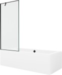 MEXEN/S - Cube obdĺžniková vaňa 180 x 80 cm s panelom + vaňová zástena 80, čierna vzor 550518080X9508007070