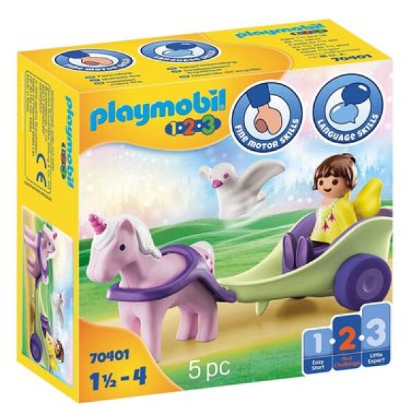 Playmobil® 1.2.3 70401 Kočiar s jednorožcom a vílou