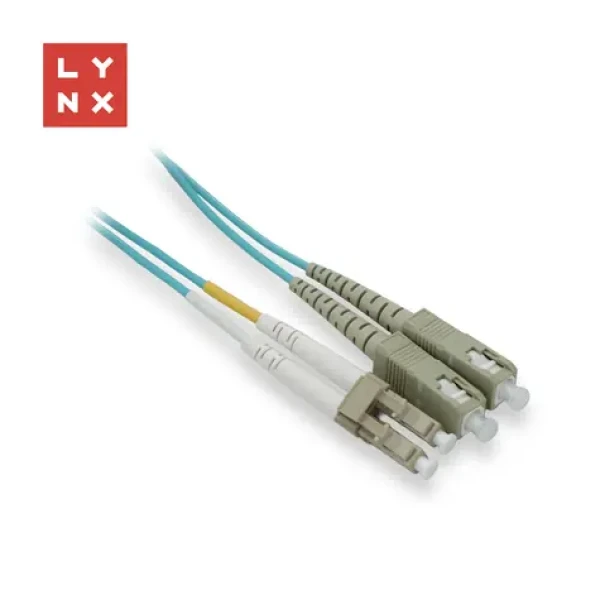 Lynx LC/SC tyrkysová / Optický patch kábel / Multimode OM3 / 50/125 µm / Duplex / 3 m (LX-DPX-LC/SC-OM3-3)