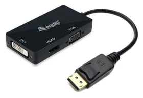 Equip 133441 čierna / Adaptér / DisplayPort - HDMI, VGA, DVI / 3v1 / 0,24 m (133441)