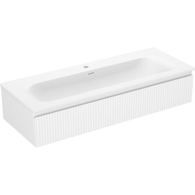 MEXEN/S - Rivel kúpeľňová skrinka 120 cm s umývadlom Vela, 1 šuplík, reliéf, biela mat 91A20-12023-1-BF01-W23M01