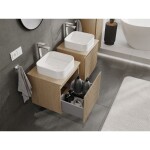 MEXEN/S - Rivel kúpeľňová skrinka pod umývadlo 50 cm s doskou, 1 šuplík, reliéf, dub 91A20-05047-1-BFC81