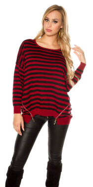 Sexy KouCla Oversize jumper striped Zip Einheitsgroesse