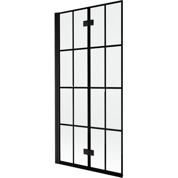 MEXEN - MIST vaňová zástena 90x150 cm 6mm 2-s, čierna, dekor, ľavá 8A9-090-002-70-77-L