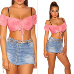 Sexy KouCla Off Shoulder Crop Top Einheitsgroesse