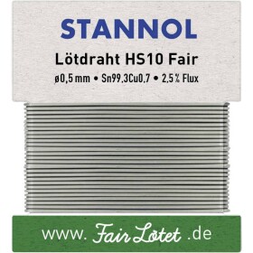 Stannol HS10Fair spájkovací cín bez olova bez olova Sn99,3Cu0,7 ROM1 10 g 0.5 mm; 599114