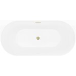 MEXEN/S - Oval Slim voľne stojaca vaňa nástenná 170 x 80, biela/čierna, sifón a prepad zlatá kartáčovaná 52661708075-55