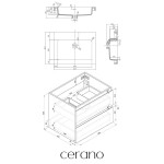 CERANO - Kúpeľňová skrinka Carole - dub medový + umývadlo z lit. mramoru Ovo - čierna matná - 60,5x53x46,5 CER-979928