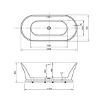 AQUALINE - ANTIK voľne stojaca retro vaňa 160x79cm, biela E2679