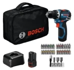 BOSCH GSR 12V-32 Professional modrá/čierna / Aku vŕtací skrutkovač / 12V / 32 Nm / 2x aku 2,0 Ah / taška (06019N7004)