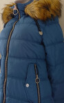 Dámska prešívaná bunda s kapucňou W701 petrol - MHM XXL Modrá