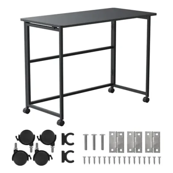 Skladací pojazdný stolík MC-1250 B čierna / Stolík na kolieskach / doska 100x50 cm / nosnosť 50 kg / skladacia (MC-1250 B)