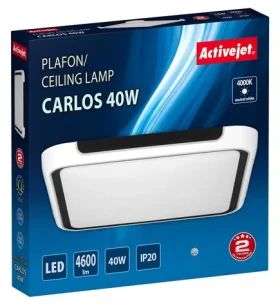 Activejet AJE-CARLOS biela/čierna / Stropné LED svietidlo / 40W / 36x LED / 5000 lm / 4000K / IP20 (AJE-CARLOS 40W)