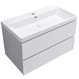 CERANO - Kúpeľňová skrinka Carole - keramické umývadlo Viano - biela matná ryhovaná - 100,9x62,6x46,5 CER-951928
