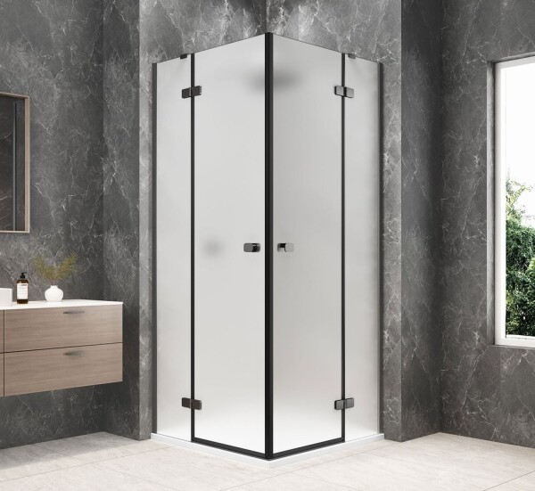POLYSAN - GLOBE GUN METAL štvorcová sprchová zástena 900x900, rohový vstup, matné sklo GB5990MGM