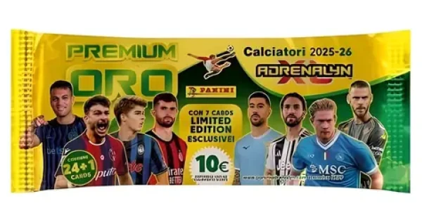 PANINI Balíček kartičiek Adrenalyn Gold Packet Serie A 2025/2026 / Zberateľské karty / Futbal (01-9132)