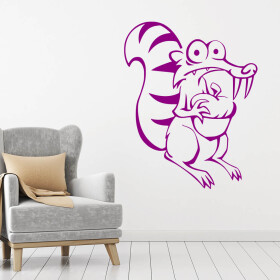 Veselá Stena Samolepka Veverička Scrat Farba: fialová, Veľkosť: 100 x 79 cm