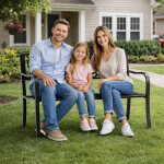 Mamido Záhradná kovová lavica pre 3 osoby WELCOME čierna