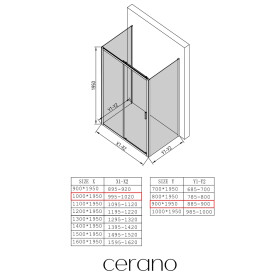 CERANO - Trojstenný sprchovací kút Varone LINE UL/P - 6 mm - čierna matná, transparentné sklo - 100x90x195 - posuvný CER-DY505B-90133