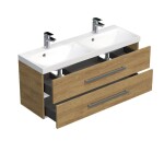 Kúpeľňová skrinka s chrómovými úchytmi a umývadlom SAT Cube Way 120x53x40 cm dub Hickory mat CUBE2120ZDH CUBE2120ZDH