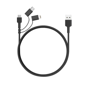 CB-BAL5 3v1 kábel čierna / Nabíjací kábel / Micro-USB, USB-C, Lightning / 1,2 m / nylonový (CB-BAL5)