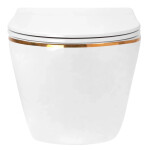 REA - Závesná WC misa Carlo Tornado Rimless Flat GOLD EDGE REA-C4800