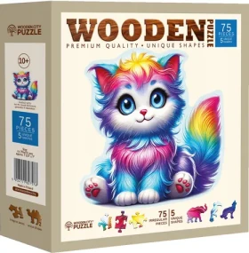 Wooden City Drevené puzzle Farebné mačiatko 75 dielikov