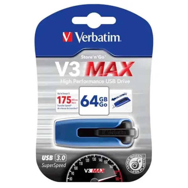 Verbatim Store #39;n#39; Go V3 Max 64 GB modrá / Flash Disk / USB 3.0 / čítanie: 300MBs (49807)