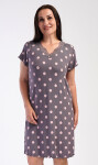 Dámska nočná košeľa s krátkym rukávom Polka dots hnědá XXL