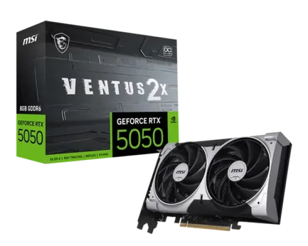 MSI GeForce RTX 5050 Ventus 2X 8GB OC / 2617MHz / 8GB GDDR6 / 128-bit / 1x HDMI + 3x DP / 550W (8) (G5050-8V2C)