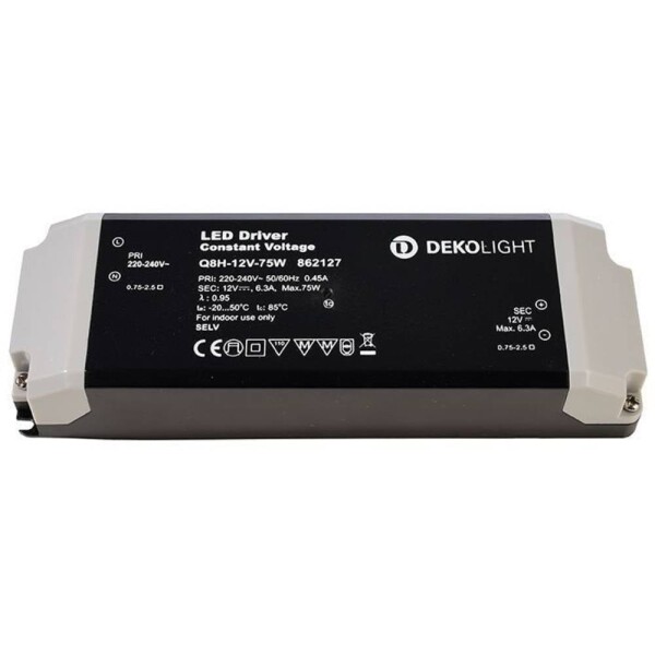 Deko Light BASIC, CV, Q8H-12-75W LED driver konštantné napätie 75 W 6.3 A 12 V; 862127