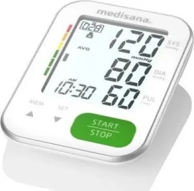 Medisana BU 565 tlakomer na paži biela / LCD displej / pamäť pre 2 osoby / 4X AAA / detekcia arytmie (4015588512070)