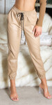 Trendy Highwaist leatherlook pants "Joggerstyle" green Einheitsgroesse