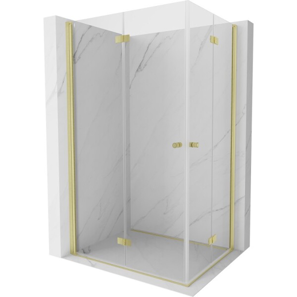 MEXEN/S - Mist-F Duo sprchovací kút skladacie dvere ľavá 120 x 75, transparent, zlato kartáčovaná 8A6-120L-075P-55-00