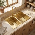 REA - Oceľový drez Toby BRUSH GOLD bez kuchynskej batérie ZLE-06415