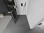 MEXEN/S - Kioto+ Sprchová zástena WALK-IN s poličkou a držiakom uterákov 110 x 200, čierny vzor, grafit metal 800-110-121-95-77
